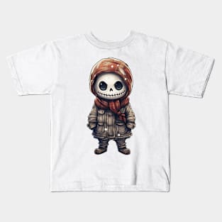 A figure of a ghastly boy in a halloween mask ! Spooky smile :) Kids T-Shirt